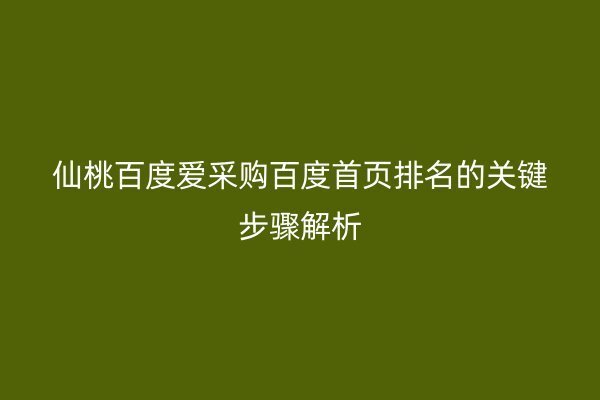 仙桃百度愛(ài)采購(gòu)百度首頁(yè)排名的關(guān)鍵步驟解析